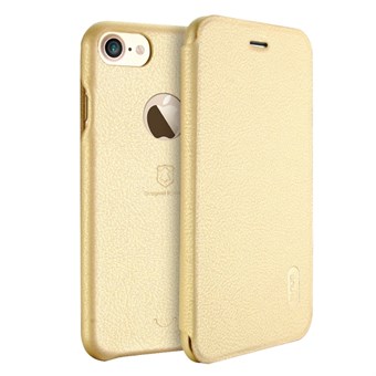 Lenuo Art Flip Etui i PU Læder og Plast til iPhone 7 Plus / iPhone 8 Plus - Guld