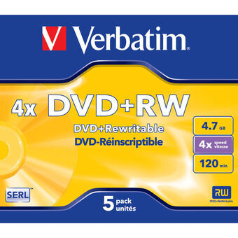 DVD-RW Verbatim Matt Silver 5 enheder 4x 4,7 GB