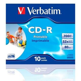 CD-R Verbatim Wide Inkjet Printable 10 enheder 700 MB 52x