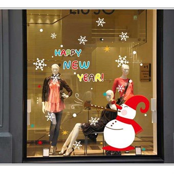 TipTop Wallstickers ABQ9801 Bling Christmas Style Christmas Snowman Pattern Removable PVC Decals Room 