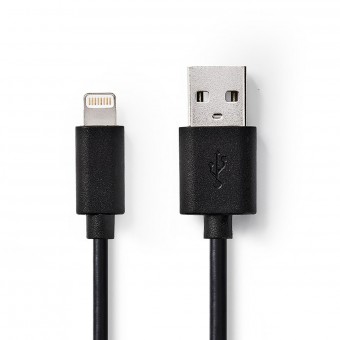 Lightning Kabel | USB 2.0 | Apple Lightning 8-pin | USB-A han | 480 Mbps | Nikkelplateret | 1.00 m | Runde | PVC | Sort | Box