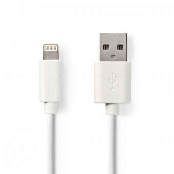Lightning Kabel | USB 2.0 | Apple Lightning 8-pin | USB-A han | 480 Mbps | Nikkelplateret | 2.00 m | Runde | PVC | Hvid | Mærke