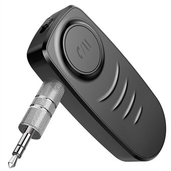 J19 3,5 mm Jack AUX MP3 Musik Bluetooth 5.0 Modtager Bilsæt Mic Håndfri trådløs adapter Højttaler Hovedtelefon Lydsender - Sort