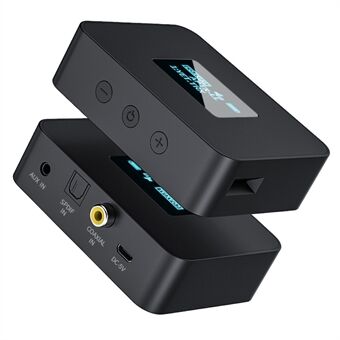 Tabsfri aptXLLAUX optisk fiberkoaksial Bluetooth 5.0 lydsender med skærmdisplay