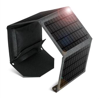 24W Dual USB Foldbart Solar Bærbar 4-foldbar Solar Oplader til Outdoor Vandring Camping
