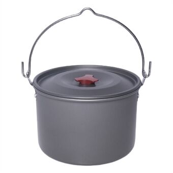 4,2L Alumina Oxide Pot Bærbar hængende Pot med Låg til Outdoor Camping Rygsæk Vandreture Picnic (Ingen FDA certifikat)