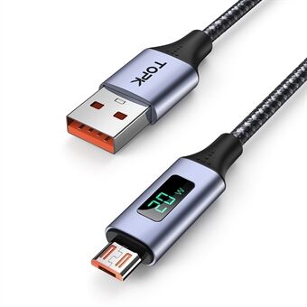 TOPK AN50 USB til Micro 3A Quick Intelligent Display Nylon flettet dataledning