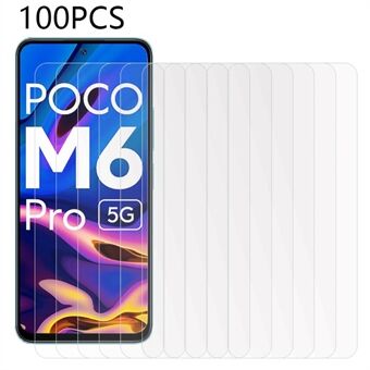 100 STK til Xiaomi Poco M6 Pro 5G telefon hærdet glasfilm HD gennemsigtig skærmbeskytter