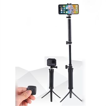 3-vejs håndgrebsarm Bluetooth Selfie Stick Tripod Mount Vandtæt Monopod til GoPro 6/5/4+/3+ osv.