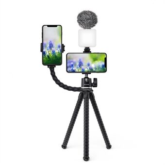 TELESIN TE-TRP-001 Fleksibelt blækspruttestativbeslag Telefonkamera Selfie Stand Monopod med E-formet klip