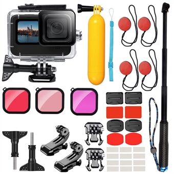 G10-TZ03 til GoPro Hero 9/10 Action Kamera Tilbehør Kit Sportskamera Dykkersæt Surfing udstyr med vandtæt etui/Selfie Stick