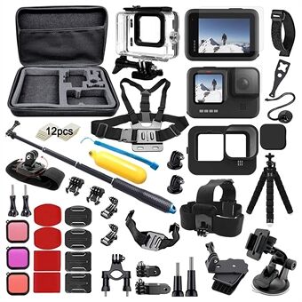 55-i-1 Action Camera Accessories Kit med vandtæt cover, Selfie Stick, Tripod, Screen Protector til GoPro Hero 9/10/11