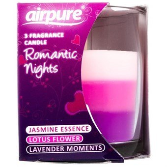 AirPure Romantic Nights Candle - Romantiske Duftlys - 3 lys i Ét - Jasmin/Lotus/Lavendel