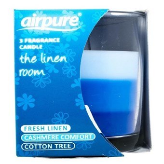 AirPure Candle - Duftlys - 3 lys i Ét -  Linen Room, Cashmere Comfort & Cotton Tree - Duft af nyvasket tekstil