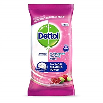 Dettol Anti Bacterial - Granatæble & Lime Rengøringsservietter til multifunktion - 32 stk