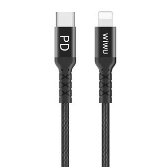 WIWU WP101 2.4A USB-C / Type-C to 8 Pin Data Ladekabel - 1 m - Sort