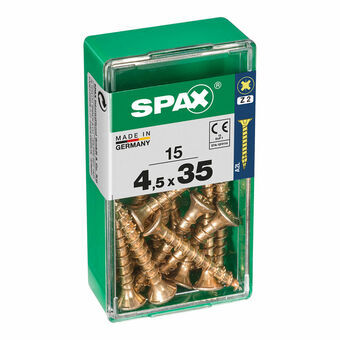 Screw Box SPAX Yellox Træ Fladt hoved 15 Dele (4,5 x 35 mm)