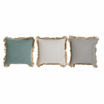 Pude DKD Home Decor Grøn Beige Grå Bomuld (45 x 10 x 45 cm) (3 pcs)