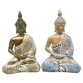 Dekorativ figur DKD Home Decor Buddha Harpiks (9.5 x 6.5 x 16 cm) (2 pcs)