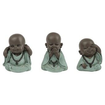 Dekorativ figur DKD Home Decor Grøn Harpiks Munk (5.5 x 5.5 x 6.7 cm) (3 pcs)