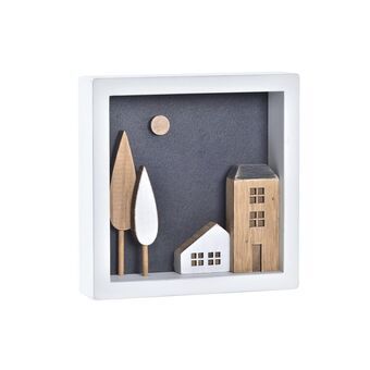 Dekorativ figur DKD Home Decor Træ Hvid Huse (15 x 3,5 x 15 cm)