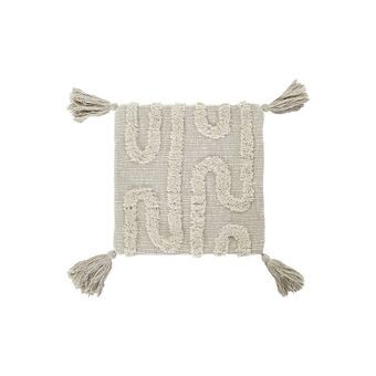 Pudebetræk DKD Home Decor Beige Moderne Frynse (45 x 3 x 45 cm)