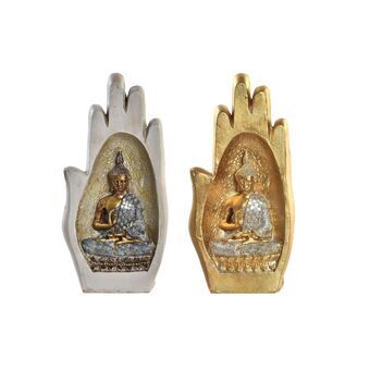 Dekorativ figur DKD Home Decor Grå Gylden Buddha Harpiks (10 x 7,2 x 20,9 cm) (2 enheder)