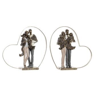 Dekorativ figur DKD Home Decor Familie Hjerte Metal Kobber Harpiks Moderne (28 x 8,5 x 27 cm) (2 enheder)