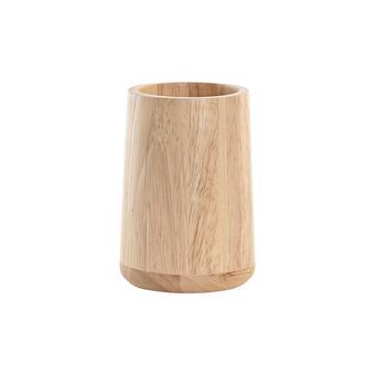 Tandbørsteholder DKD Home Decor Natur Gummitræ (8 x 8 x 11 cm)