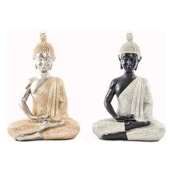 Dekorativ figur DKD Home Decor Buddha Harpiks Skinnende (18 x 10,5 x 26 cm) (2 enheder)