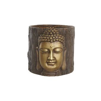 Urtepotte DKD Home Decor Glasfiber Gylden Brun Buddha Orientalsk (30 x 29 x 26 cm)