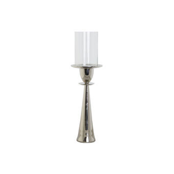 Lyseholder DKD Home Decor Sølvfarvet Aluminium Krystal 14 x 14 x 48 cm