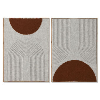 Maleri Home ESPRIT Beige Terrakotta Moderne Urban 50 x 3 x 70 cm (2 enheder)