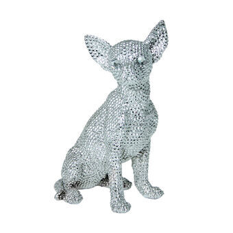 Dekorativ figur Alexandra House Living Sølvfarvet Plastik Hund 15 x 18 x 27 cm