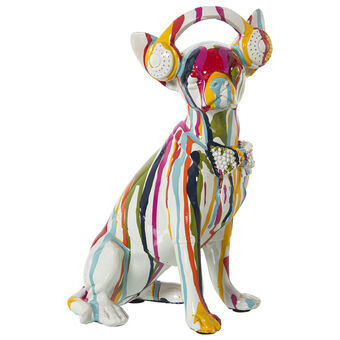 Dekorativ figur Alexandra House Living Multifarvet Plastik Hund Hovedtelefoner Maling 14 x 26 x 19 cm