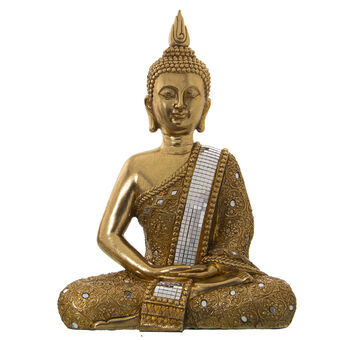 Dekorativ figur Alexandra House Living Gylden Plastik Buddha 18 x 30 x 40 cm