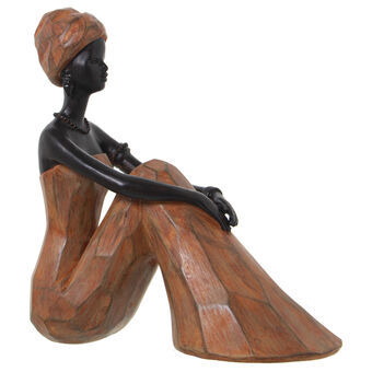 Dekorativ figur Alexandra House Living Brun Plastik Afrikansk kvinde 12 x 23 x 24 cm