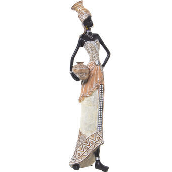 Dekorativ figur Alexandra House Living Hvid Gylden Plastik Afrikansk kvinde 12 x 14 x 45 cm