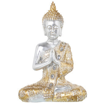 Dekorativ figur Alexandra House Living Gylden Sølvfarvet Plastik Buddha 18 x 28 x 40 cm