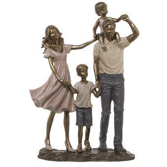 Dekorativ figur Alexandra House Living Plastik Gylden Familie 11 x 22 x 28 cm