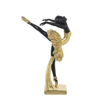 Dekorativ figur Alexandra House Living Sort Gylden Plastik Ballerina 14 x 18 x 26 cm