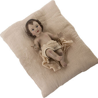 Dekorativ figur Alexandra House Living Beige Plastik Baby Jesus 12 x 18 x 26 cm Pude