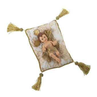 Dekorativ figur Alexandra House Living Plastik Gylden Baby Jesus 12 x 15 x 23 cm Pude