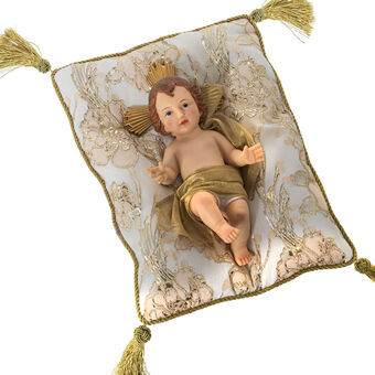 Dekorativ figur Alexandra House Living Plastik Gylden Baby Jesus 16 x 17 x 28 cm Pude