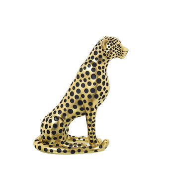 Dekorativ figur Alexandra House Living Sort Gylden Plastik Leopard 12 x 22 x 27 cm