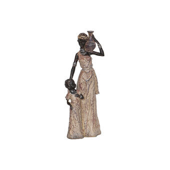 Dekorativ figur Romimex Multifarvet Harpiks Afrikansk kvinde Pige 14 x 35 x 9 cm