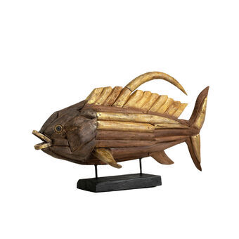 Dekorativ figur Romimex Gylden Træ Fisk 80 x 50 x 20 cm