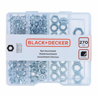 Set Møtrikker Black & Decker 270 Dele