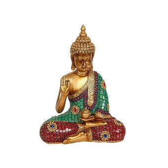 Dekorativ figur Romimex Gylden Harpiks Buddha 22 x 29 x 10 cm