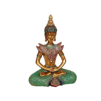 Dekorativ figur Romimex Gylden Harpiks Buddha 21 x 29 x 11 cm